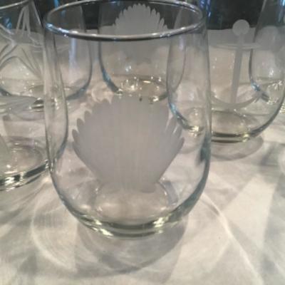 7 NAUTICAL CLEAR WINE GLASS TUMBLERS