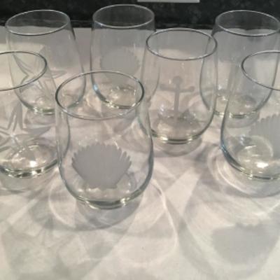 7 NAUTICAL CLEAR WINE GLASS TUMBLERS