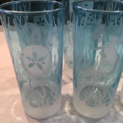 SET OF 8 TINTED BLUE GLASSES