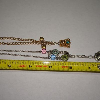 2 Child's Bracelets, Gold & Silver Tone, Avon & Brighton, Teddy Bear & Flowers