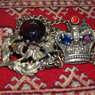 Vintage 1950's Coronation Sweater Pin, Crown, Royalty 