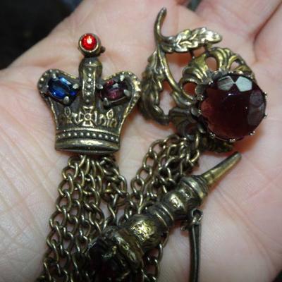 Vintage 1950's Coronation Sweater Pin, Crown, Royalty 