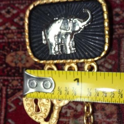 Really Cool Sweater Pin, Elephants, Key & Lock