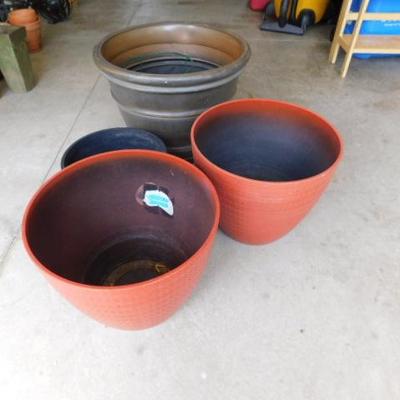 Collection of Heavy Plastic Planter Pots Various Colors and Sizes