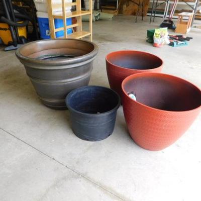 Collection of Heavy Plastic Planter Pots Various Colors and Sizes