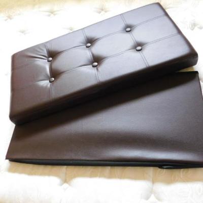 Choice Two Dark Brown Vinyl Collapsible Storage Bin Tufted Lid with Button Design 29