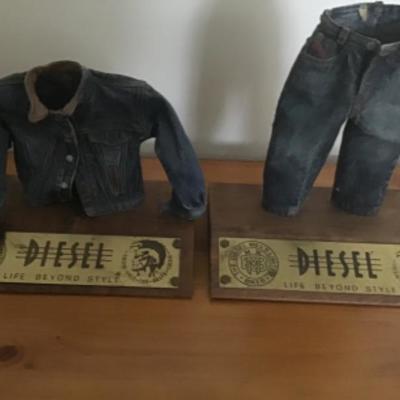 COOL!!!! TWO DIESEL JEAN COLLECTIBLES ON STANDS