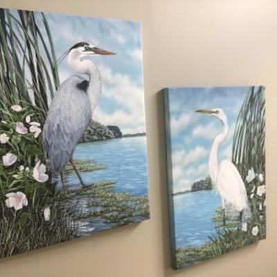 EXQUISITE WALL ART SET OF 2 BIRD CANVASES