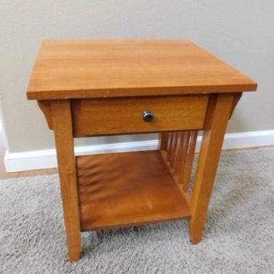 Mission Arts and Crafts Style Side Table with Drawer and Stretcher Shelf 19