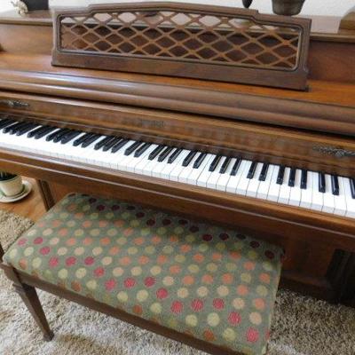 Kimball Consolette Upright Piano with Bench and Intact Keys