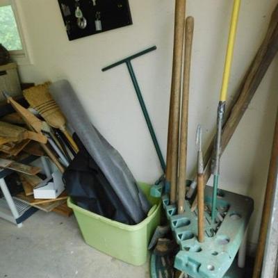 Shovels and Various Hand Tools Includes Tool Rack
