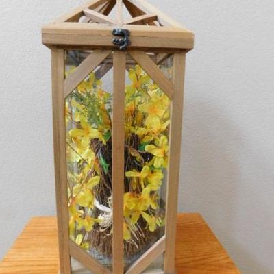 Decorative Wood Frame Glass Panel Lantern 9