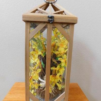 Decorative Wood Frame Glass Panel Lantern 9