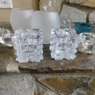Collection of Glass and Crystal Candle Holders Various Shapes and Sizes