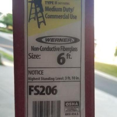 LOT 3: Wernerâ„¢ FS206 6ft. Fiberglass Ladder Commercial Grade