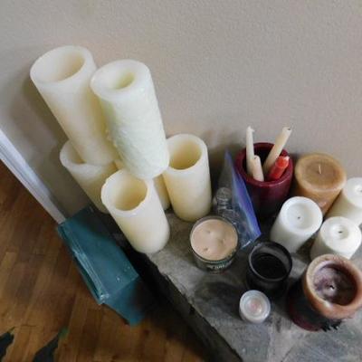 Collection of Various Sized and Colored Candles (Trinket Box Not Included)