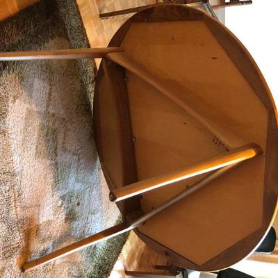 Hand Crafted Mid Century Wood Dining Table 53 Inch Diameter Circle