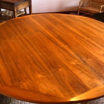 Hand Crafted Mid Century Wood Dining Table 53 Inch Diameter Circle