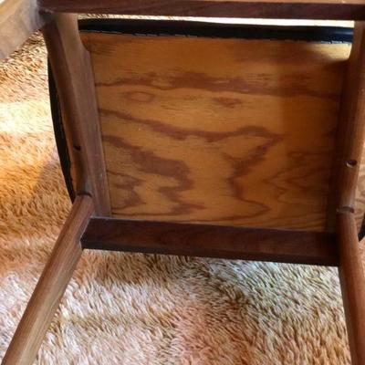 Set of 5 Gorgeous Mid Century Modern Black Leather and Wood Chairs