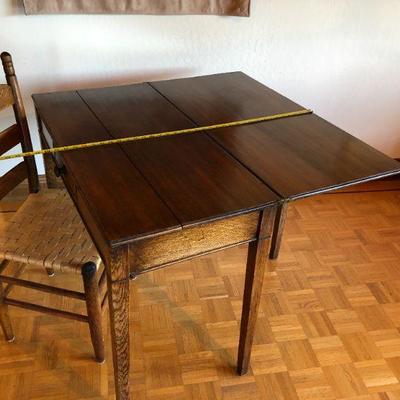 Antique English Expandable Wood Writing Desk or Pub Table and Chair