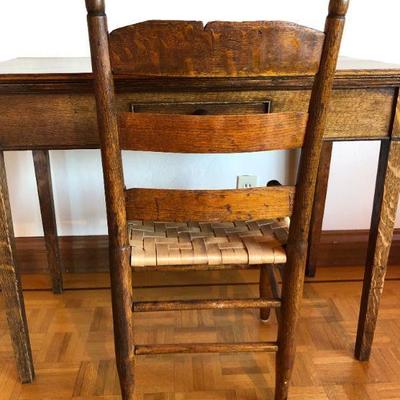 Antique English Expandable Wood Writing Desk or Pub Table and Chair