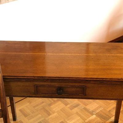 Antique English Expandable Wood Writing Desk or Pub Table and Chair