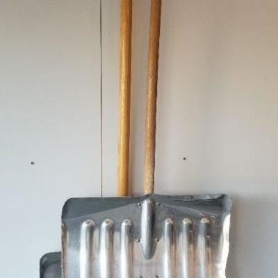 LOT 14: Bundle of (2) Metal and Wood Snow Shovels