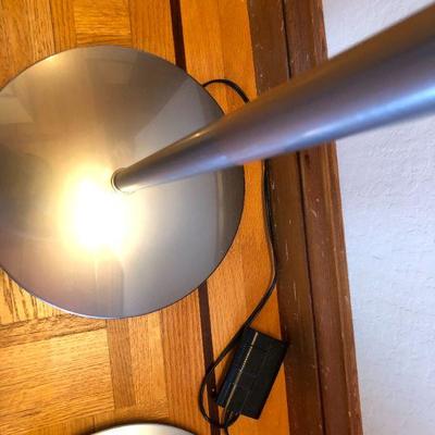 Pair of 2 Modern Silver Tone Floor Lamps with Foot Switch