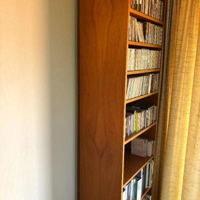 Tall Hand Crafted Wood Book Shelf incl CDs and Books