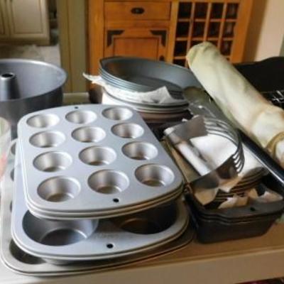 Large Collection of Baking Pans and Sheets