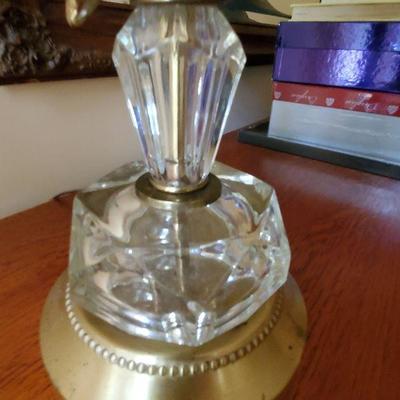 B2-13:  Pair of Brass Crystal Cherub Lamps