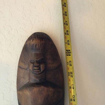 Vintage African Tribal Wall Art with Hanging Wood Basket