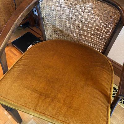 Mid Century Deep Yellow Cushion and Dark Wood Chair