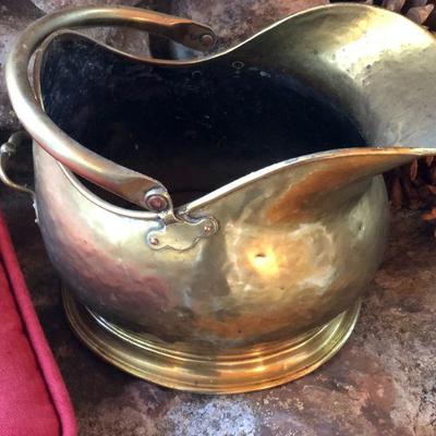 Antique Brass Bucket with Pitcher Spout and Handle
