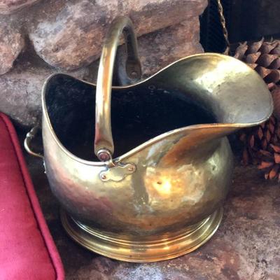 Antique Brass Bucket with Pitcher Spout and Handle