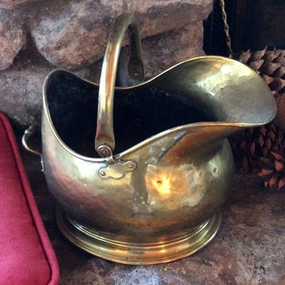 Antique Brass Bucket with Pitcher Spout and Handle