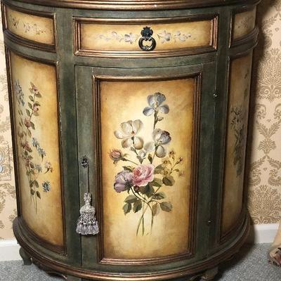 MB-5: Half moon rounded accent table hand painted! 