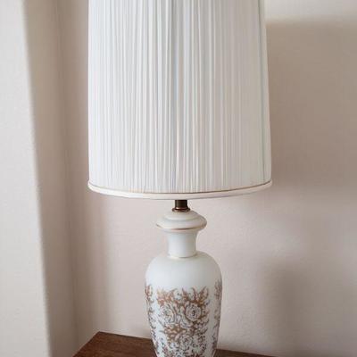 Lot 98: White with Gold Leaf Floral Lamp