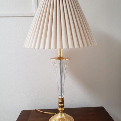 Lot 100: Crystal and Brass Lamp