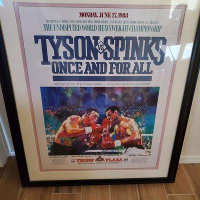 Mike Tyson vs. Spinks Poster -Signed to Frank Sinatra by Leroy Neiman