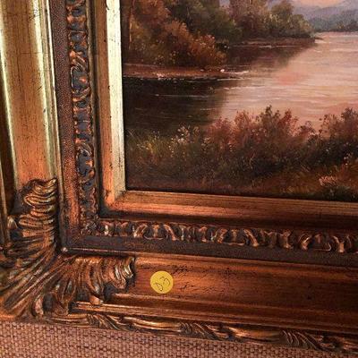 O3: Ornate Gold Leaf Frame with Painting on Canvas