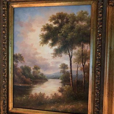O3: Ornate Gold Leaf Frame with Painting on Canvas