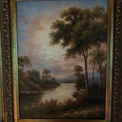 O3: Ornate Gold Leaf Frame with Painting on Canvas