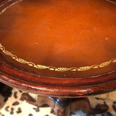 O10: Circular Leather Inlaid Table