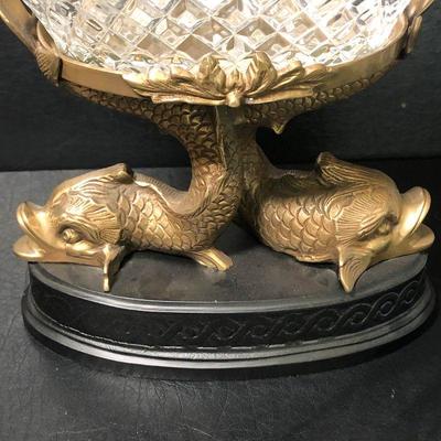P12: Vintage Castilian Imports Brass Dolphin/Koi Fish Compote/Stand!
