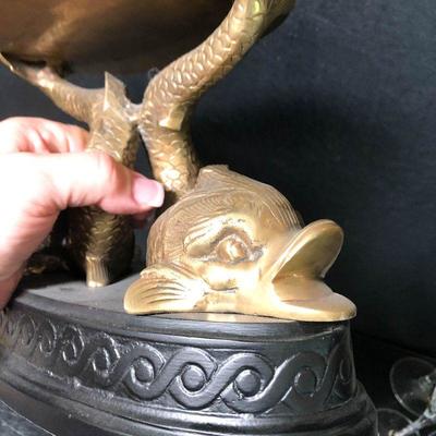 P12: Vintage Castilian Imports Brass Dolphin/Koi Fish Compote/Stand!