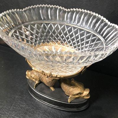 P12: Vintage Castilian Imports Brass Dolphin/Koi Fish Compote/Stand!