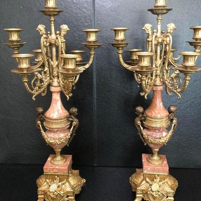 P18: Brevettato 7-point Candelabras Made in Italy (Marble and Brass)