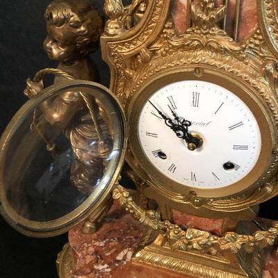 P20: Brevettato Italian Marble Mantle Clock 2' tall