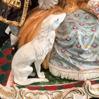 P23: Meissen Porcelain Courting Statue. 16" x 14" huge. 